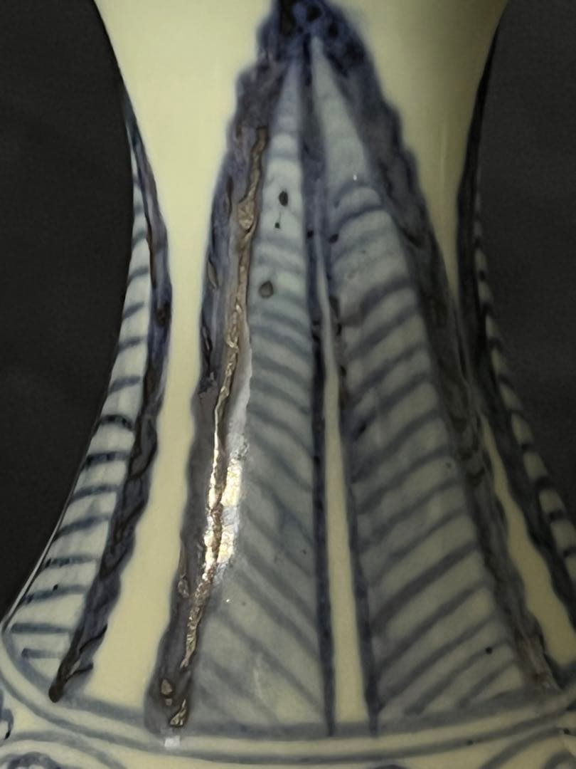 【倉庫整理品】中国古美術　清時代染付人物玉壺春瓶 ：XG--33