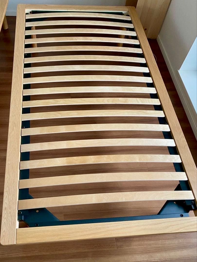 【Hutte】 MUJI 木製ベッドフレーム オーク材突板 シングル 脚付