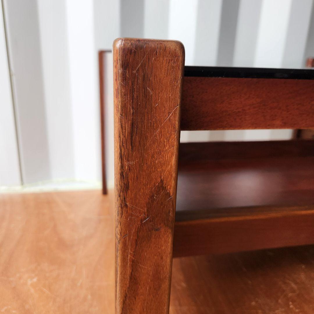 ヴィンテージ　コーヒーテーブル　ローズウッド x スモークガラス サイドテーブル