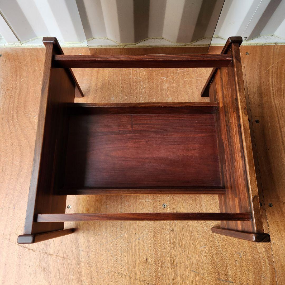 ヴィンテージ　コーヒーテーブル　ローズウッド x スモークガラス サイドテーブル