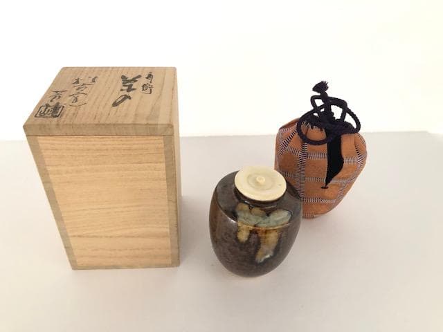 茶道具 松古窯 佐久間芳山 肩衝茶入 萬古 共箱 茶道