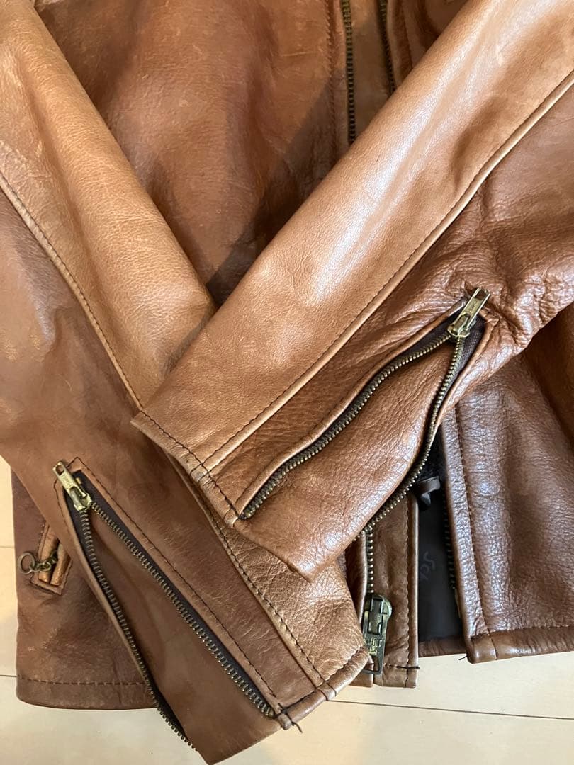 ショット　シングルライダース　茶色