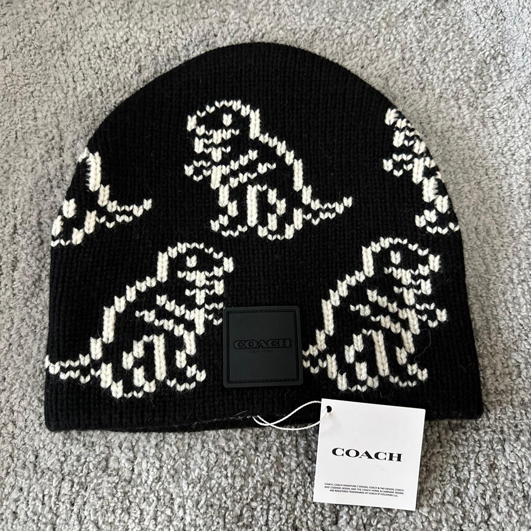 COACH 恐竜柄 ニット帽