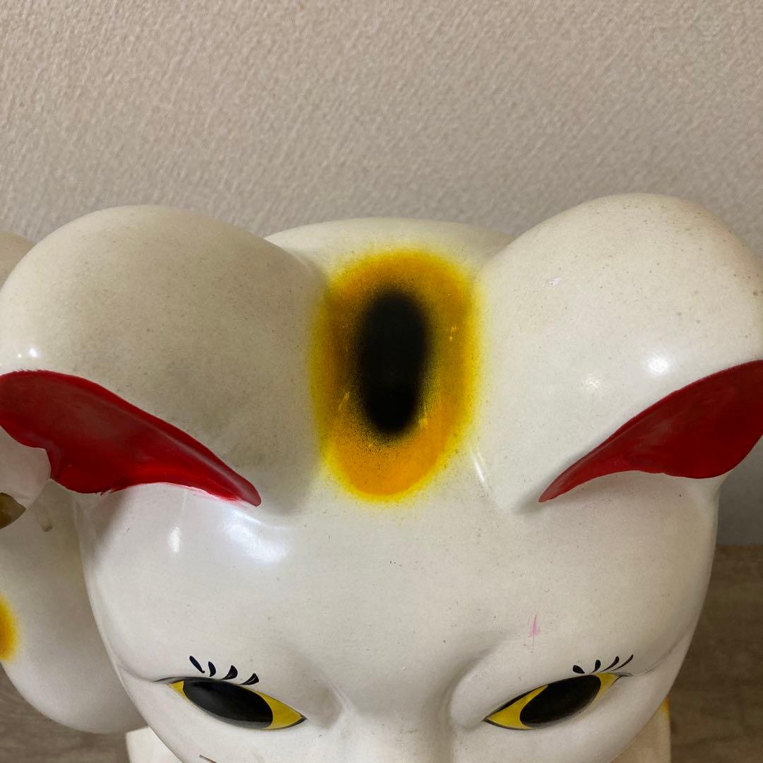 ・特大　古い招き猫　招福置物　貯金箱　千万両縁起物〈検 常滑焼　七福神　薬師窯