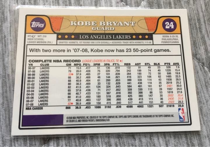 その他 NBA 08-09 topps chrome Kobe Bryant