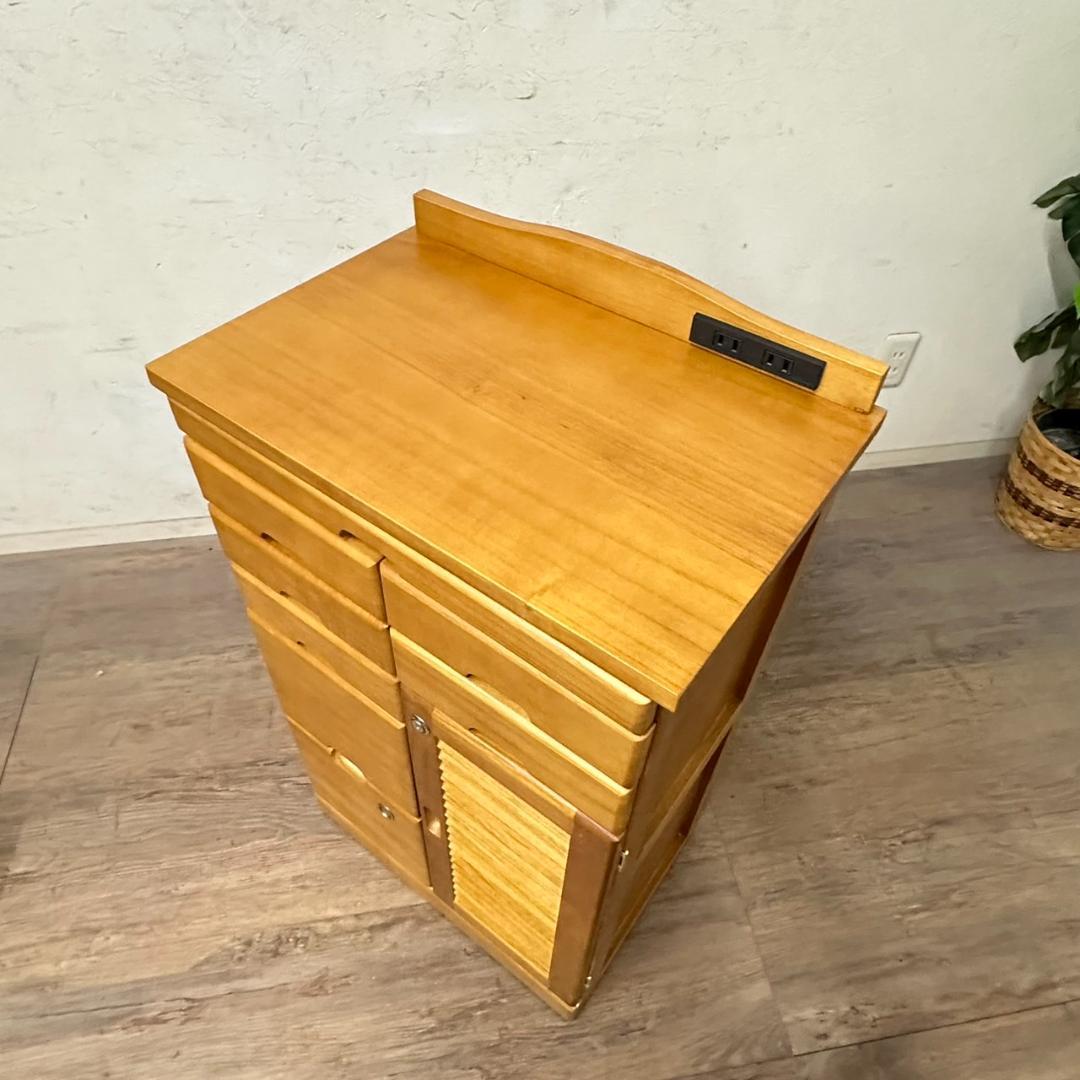 【新品・未使用】　FAX台　電話台　キャビネット　チェスト　鍵付き