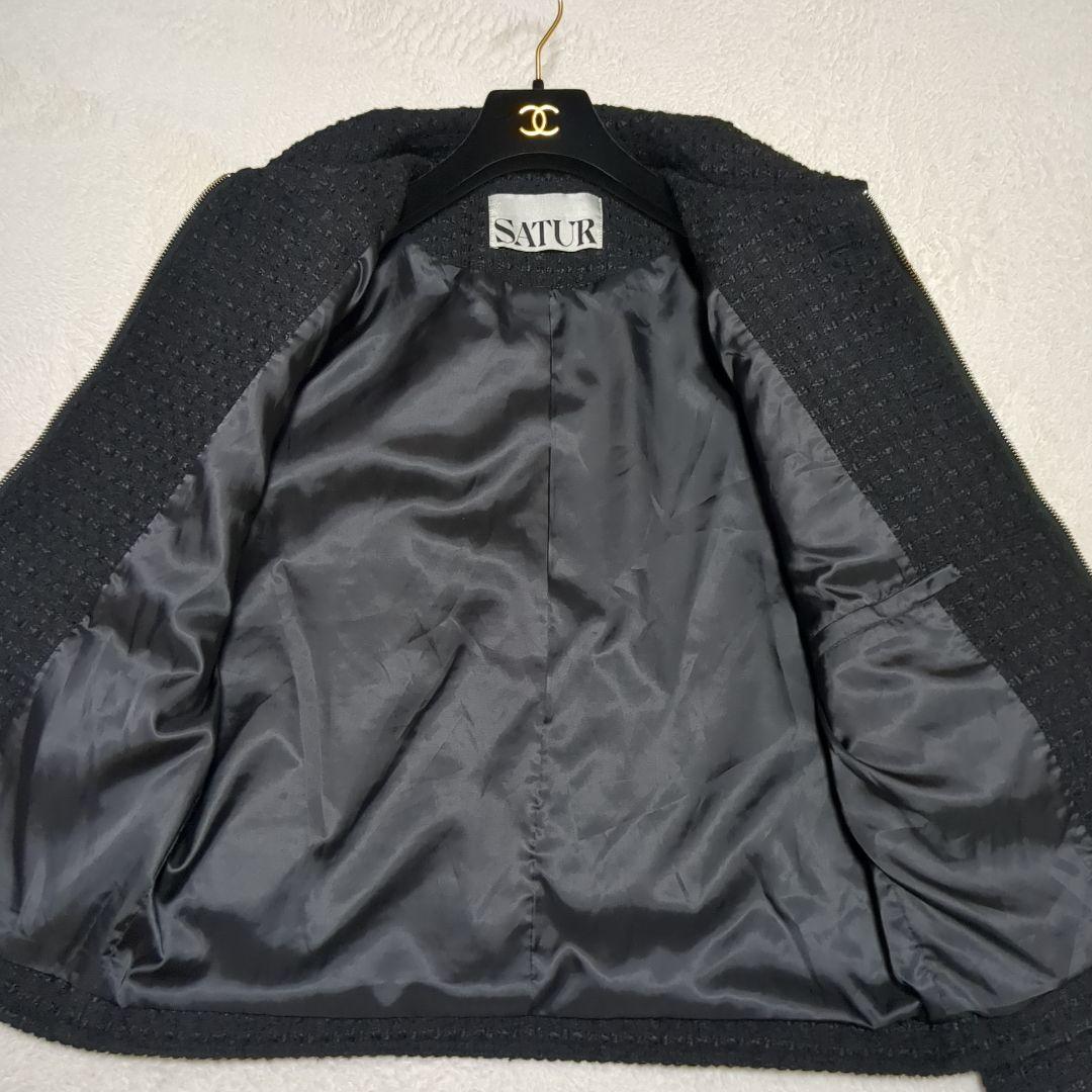 美品　SATUR アーヘン ウール ブレンド カラー ツイード ジャケット　M
