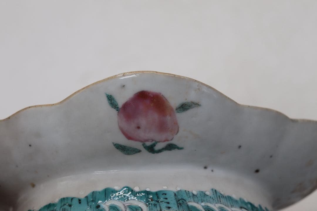 ※中国　清時代　粉彩　人物紋高台楕円皿　送料込み250529