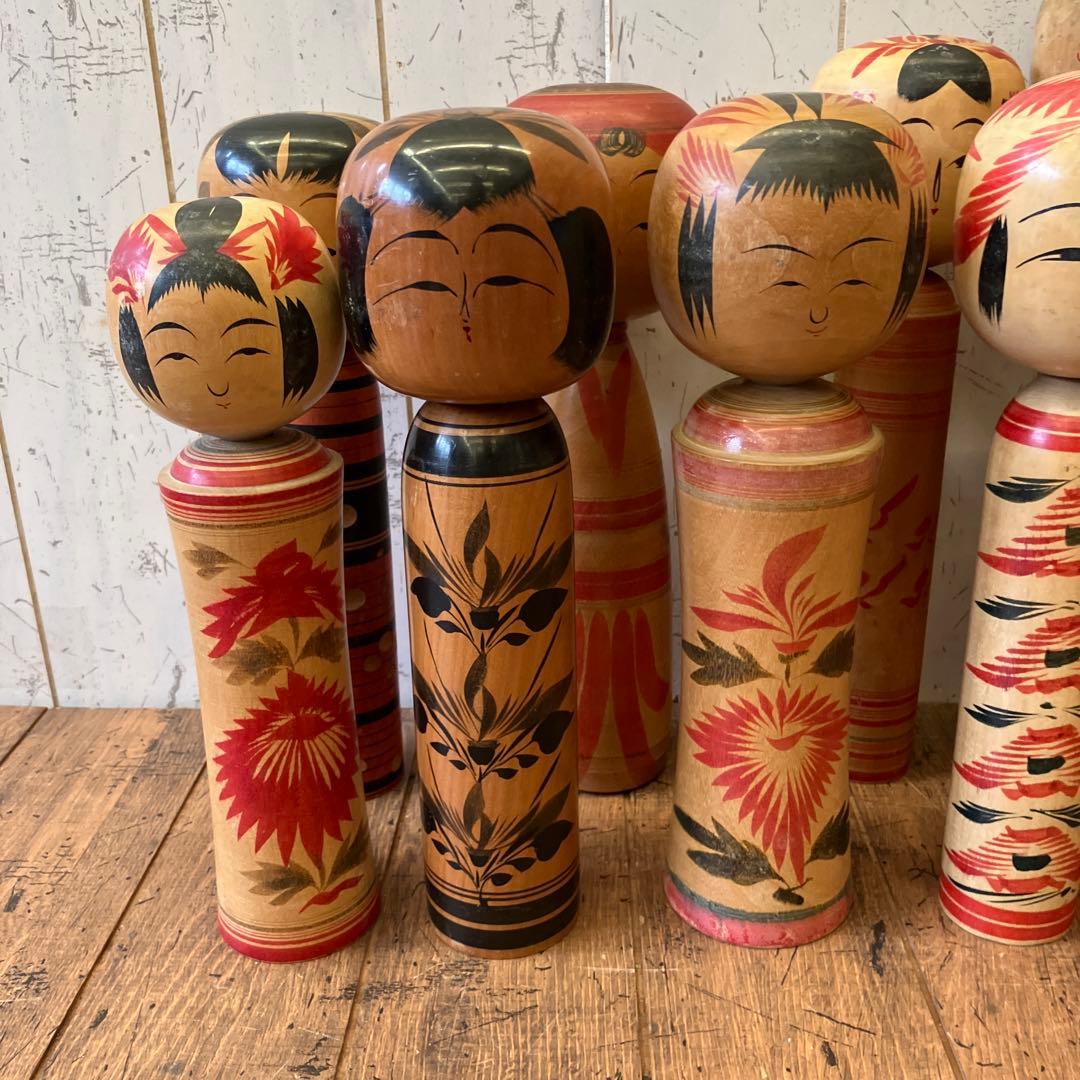 昭和レトロ 木製 こけし 小芥子 16体セット まとめ売り 日本人形 民芸品