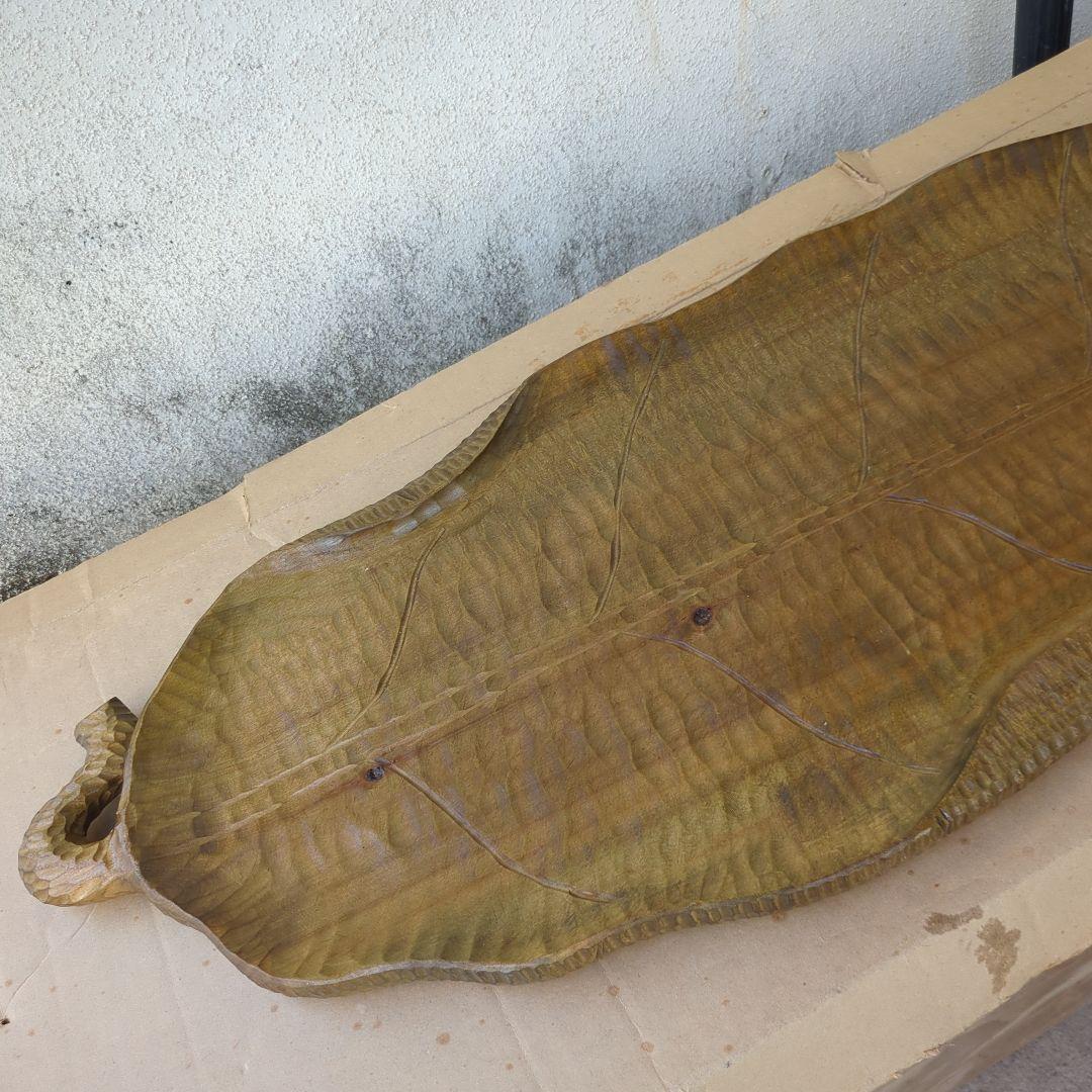 骨董 葉盆 大葉盆 特大 大サイズ 木製 茶道具 煎茶 抹茶 お点前 紙箱