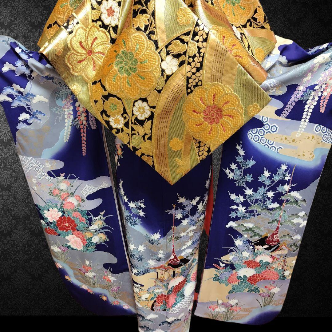 SALE中☆振袖フルセット(7点)・成人式・古典柄・金彩加工・胴裏正絹・高級手縫