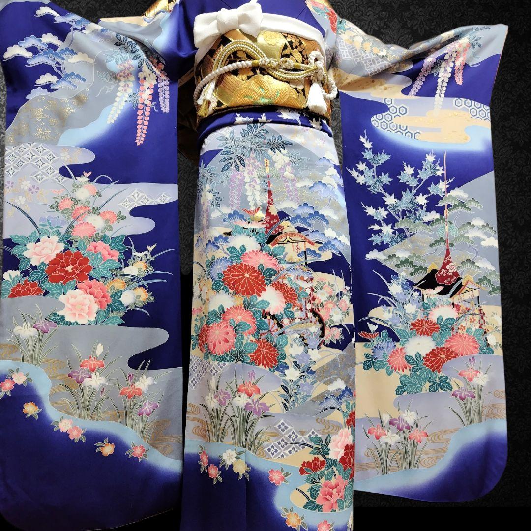 SALE中☆振袖フルセット(7点)・成人式・古典柄・金彩加工・胴裏正絹・高級手縫
