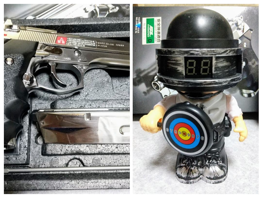 東京マルイ・M92Fクロームステンレス・ガスブローバックガン&ロボット的セット