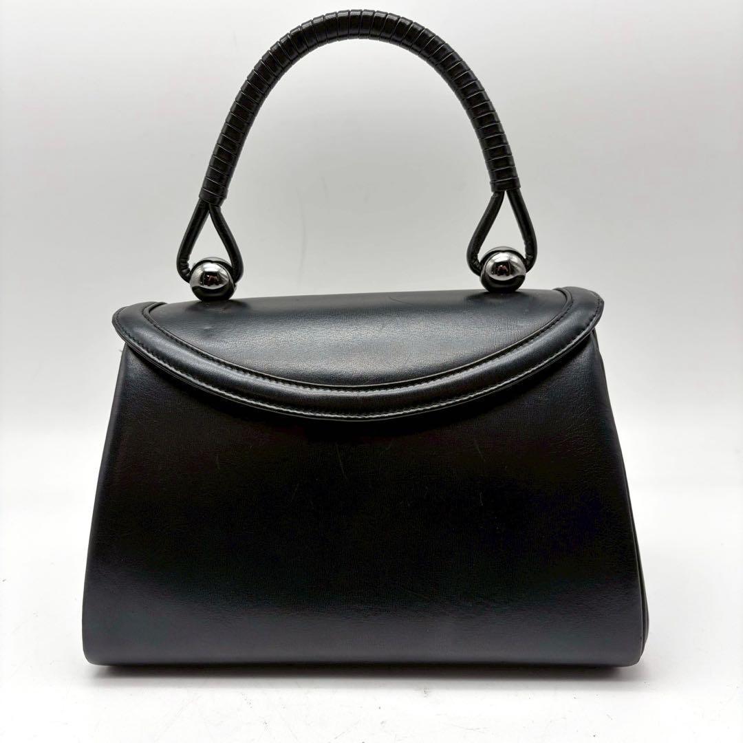 ハマノ　濱野皮革工藝　ハンドバッグ　フォーマル　ロイヤルスタンド レザー 黒