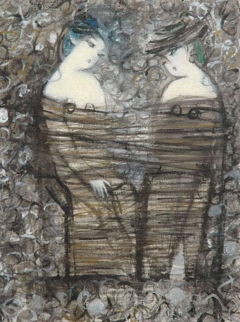 油絵 菅家令子 絵 絵画 インテリア 額付(黒) F6-083011 人物 女性