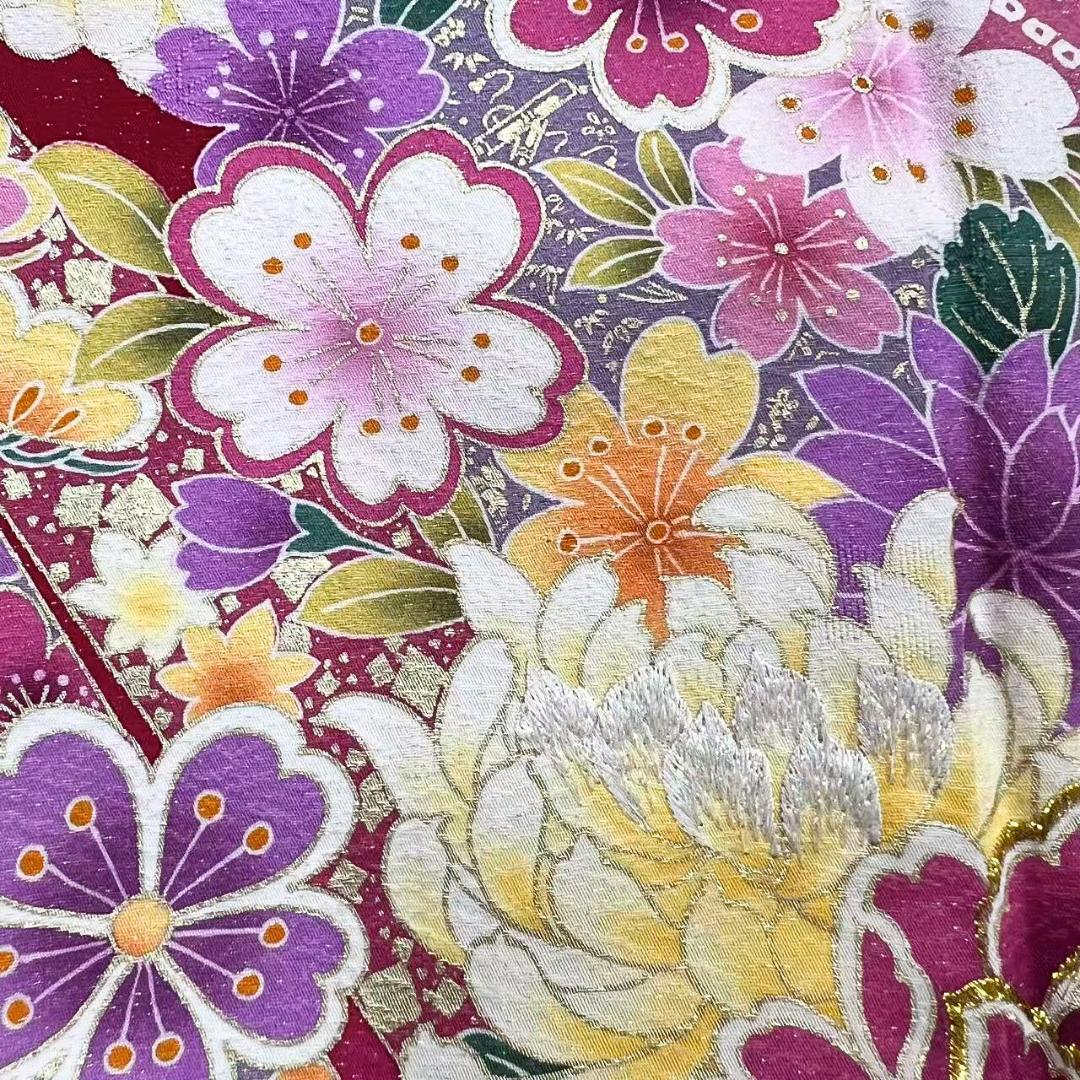 ≪早い者勝ち≫【お得品】 振袖セット 成人式 正絹 花柄 赤 S46 ●