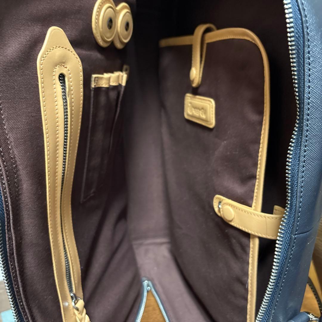 P.I.D/ビジネスバッグ/2way/ブリーフケース/ネイビー/レザー