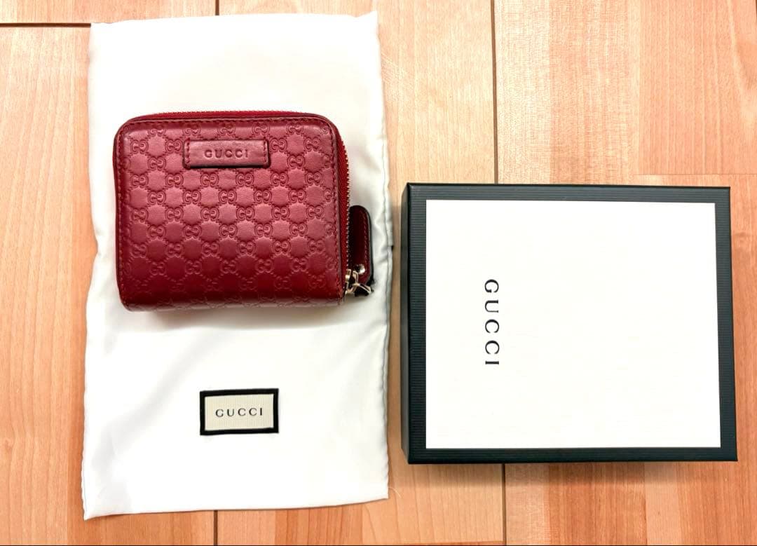 グッチ　二つ折り財布　マイクロシマ　GG　ラウンドジップ