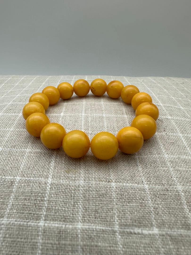 ☆天然☆ バルト海産　天然アンバー 琥珀 蜜蝋 ブレスレットフリーサイズ 美品