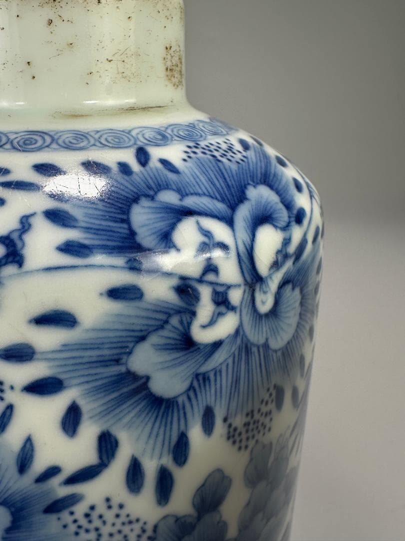 中国美術　煎茶道具　茶器　青花花卉文茶壺　染付茶入　時代　古物　唐物