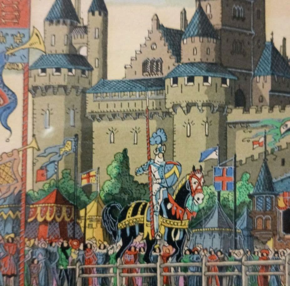 お値下げ　額装　J．Gradassi「シェークスピア劇　トーナメント戦」　細密画