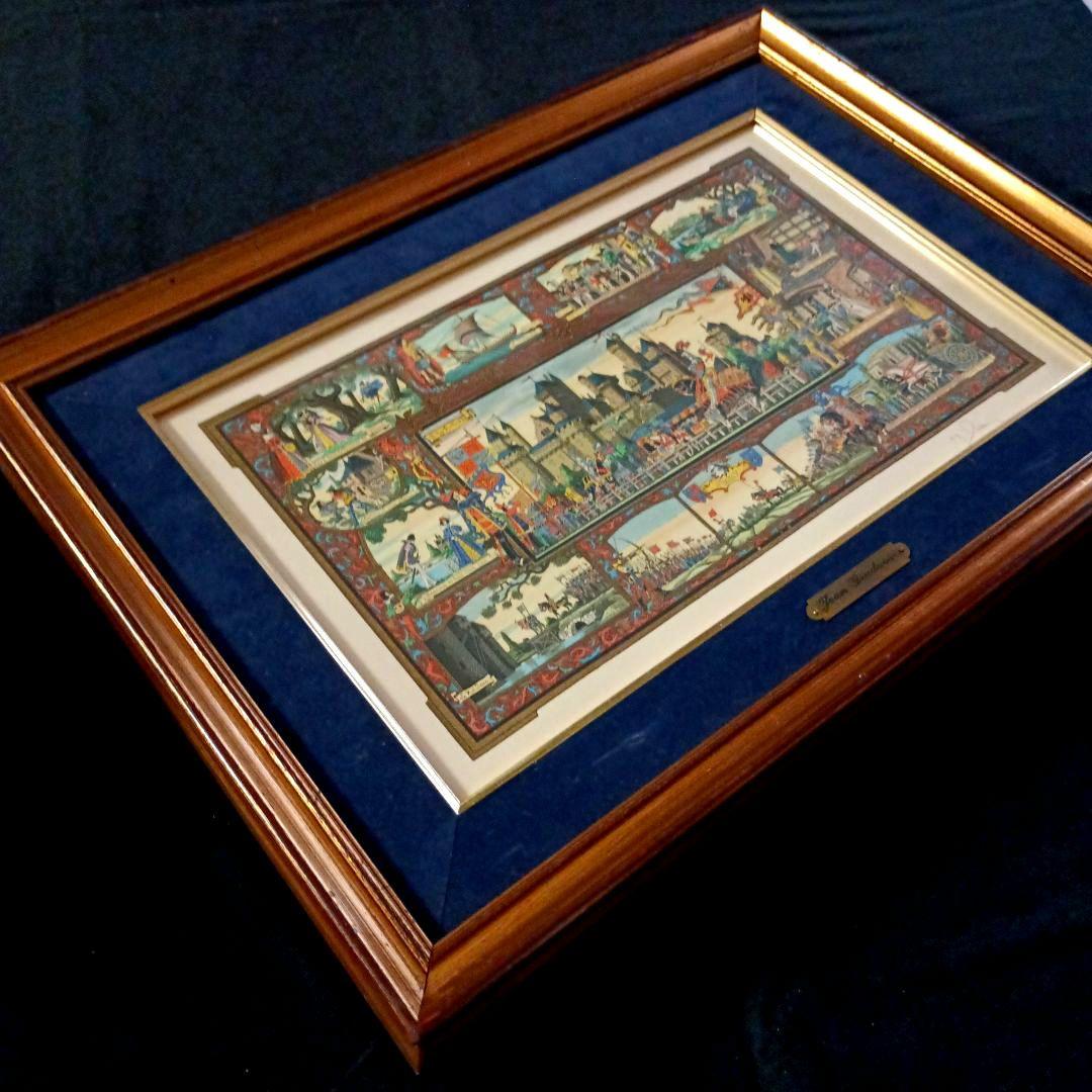 お値下げ　額装　J．Gradassi「シェークスピア劇　トーナメント戦」　細密画