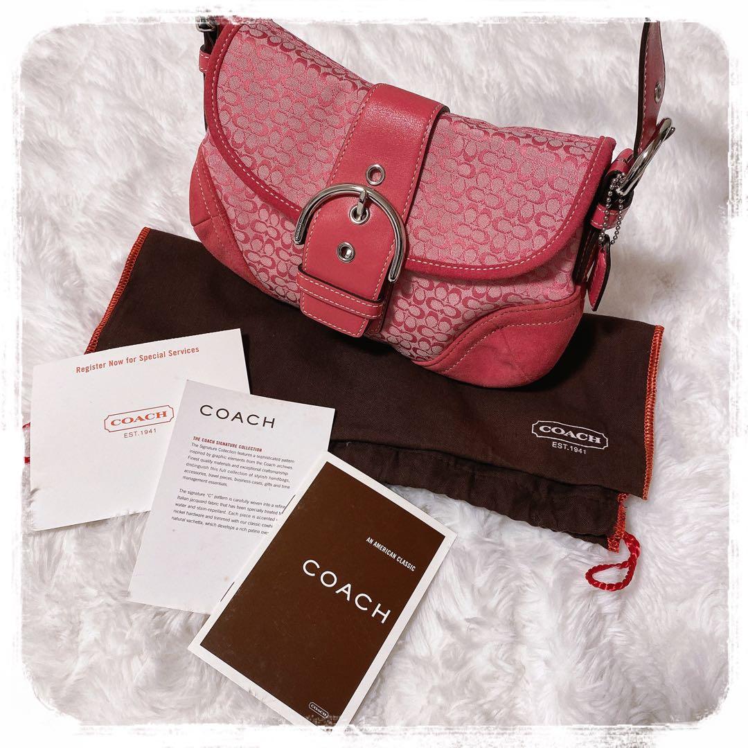 希少レア✧︎*。COACH SOHO ミニシグネチャーワンショルダーバッグ ピンク