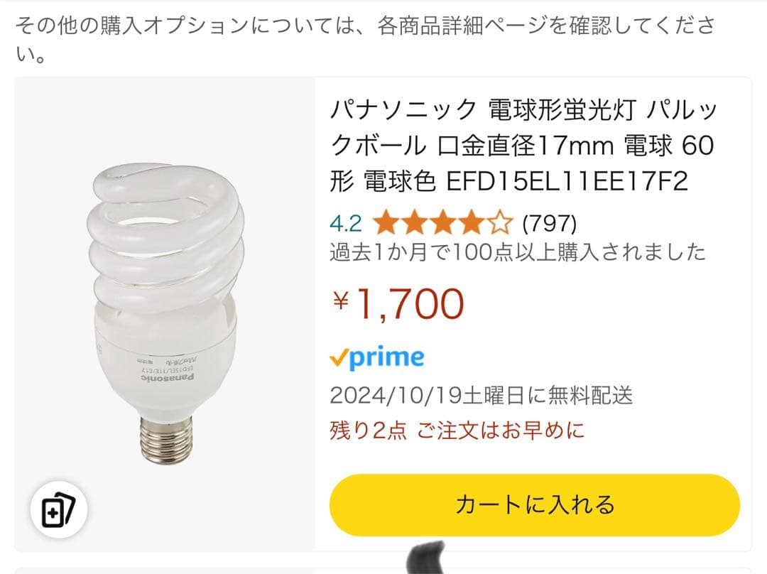 【2個〜バラ可】パルックボール　電球　蛍光灯