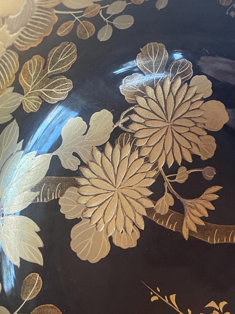 時代 金蒔絵 螺鈿 盃洗 漆 大茶椀 枝垂れ桜 さくら 菊 椿 美品
