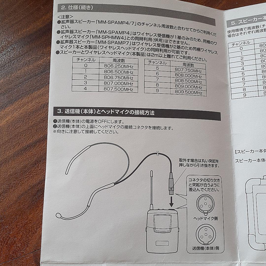 ワイヤレスヘッドマイク　SANWA SUPPLY MM-SPAMP4WHS