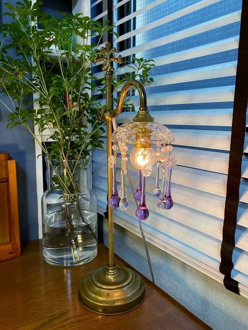 シャンデリア　1920年　フランス（紫と虹）アンティーク　オパールセント