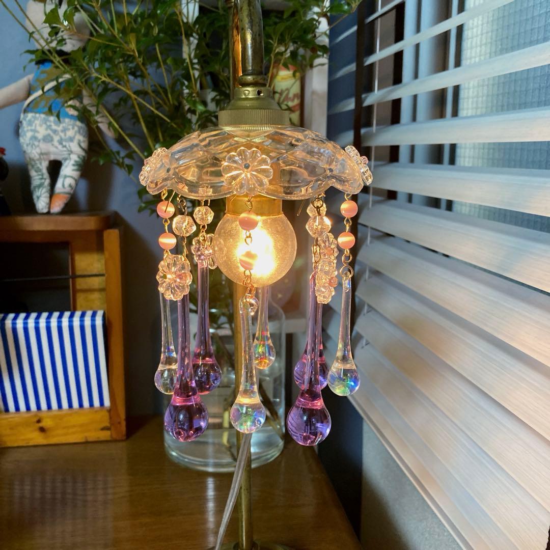 シャンデリア　1920年　フランス（紫と虹）アンティーク　オパールセント