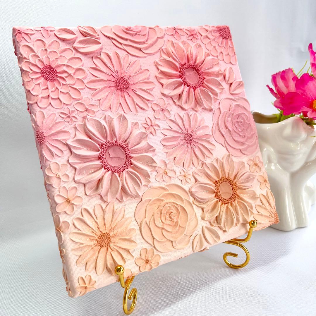 テクスチャーアート　絵画　インテリアアート　花　立体　絵　フラワーアート　花の絵