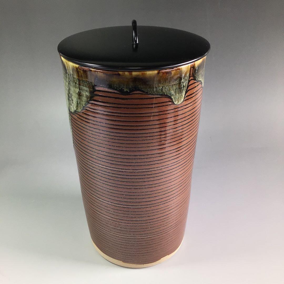 Ｒ２０４　水指　『高取焼』『青柳翠峰造』『細水指』　共箱　茶道具