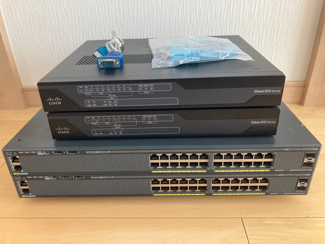 【CCNA、CCNP】 4台Cisco891FJ、Catalyst2960X