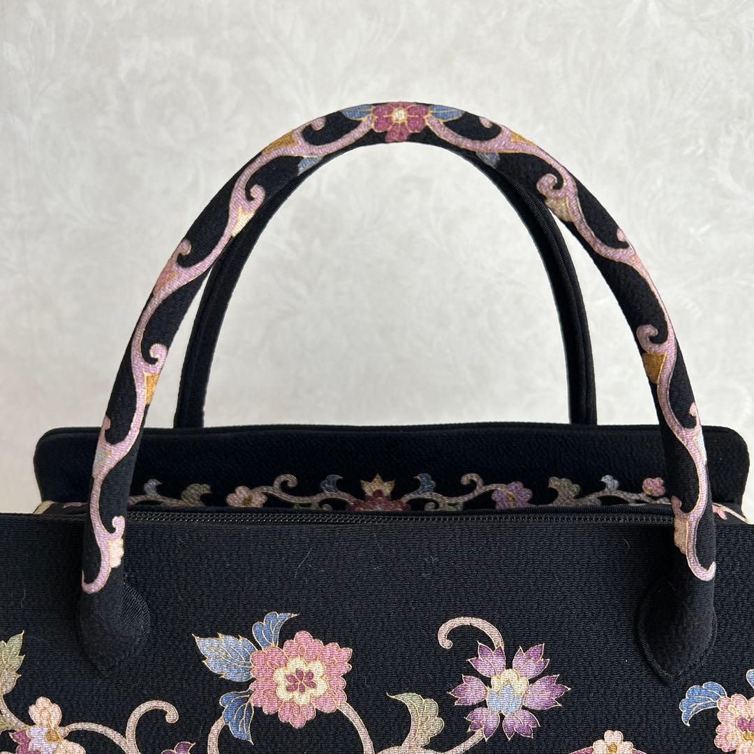 岡重 利休バッグ / 蓬莱袋 正絹