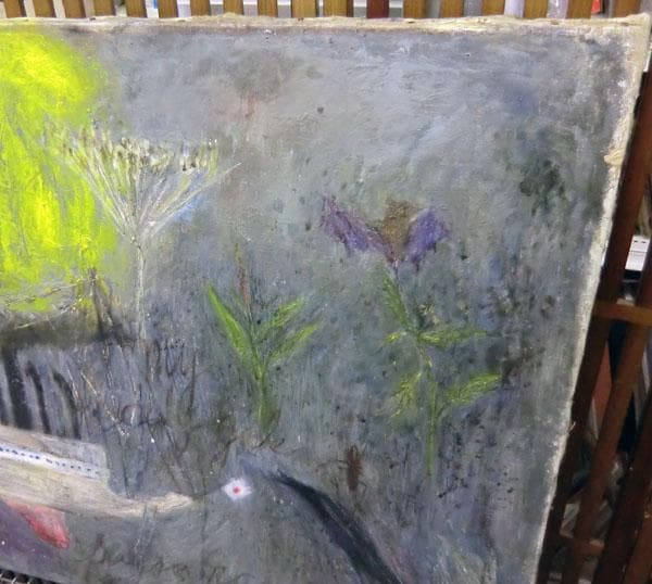 真作保証 藤本俊子　郷愁　太陽と舟　1957年　◆　油絵　1ｍ×65㎝　北海道