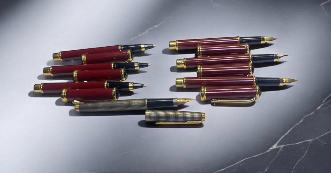 パーカーシズレスターリングシルバーペン先14k万年筆と独製新品万年筆とボールペン