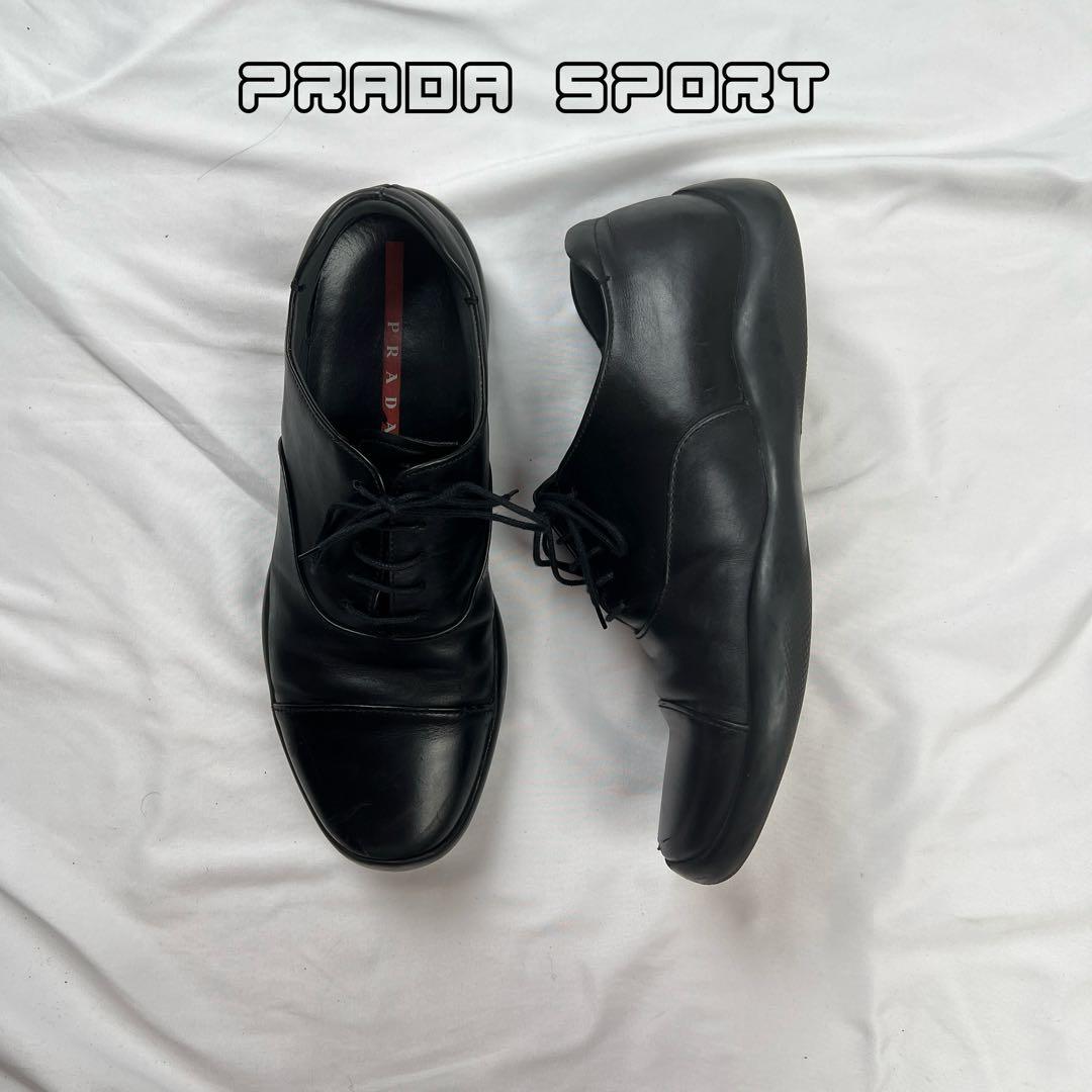 靴 PRADA SPORT leather dress shoes black
