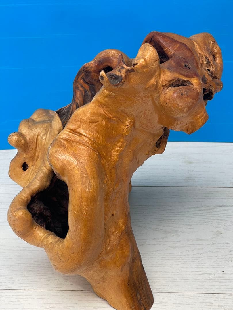 木製彫刻 自然な形状のオブジェ 約30cm