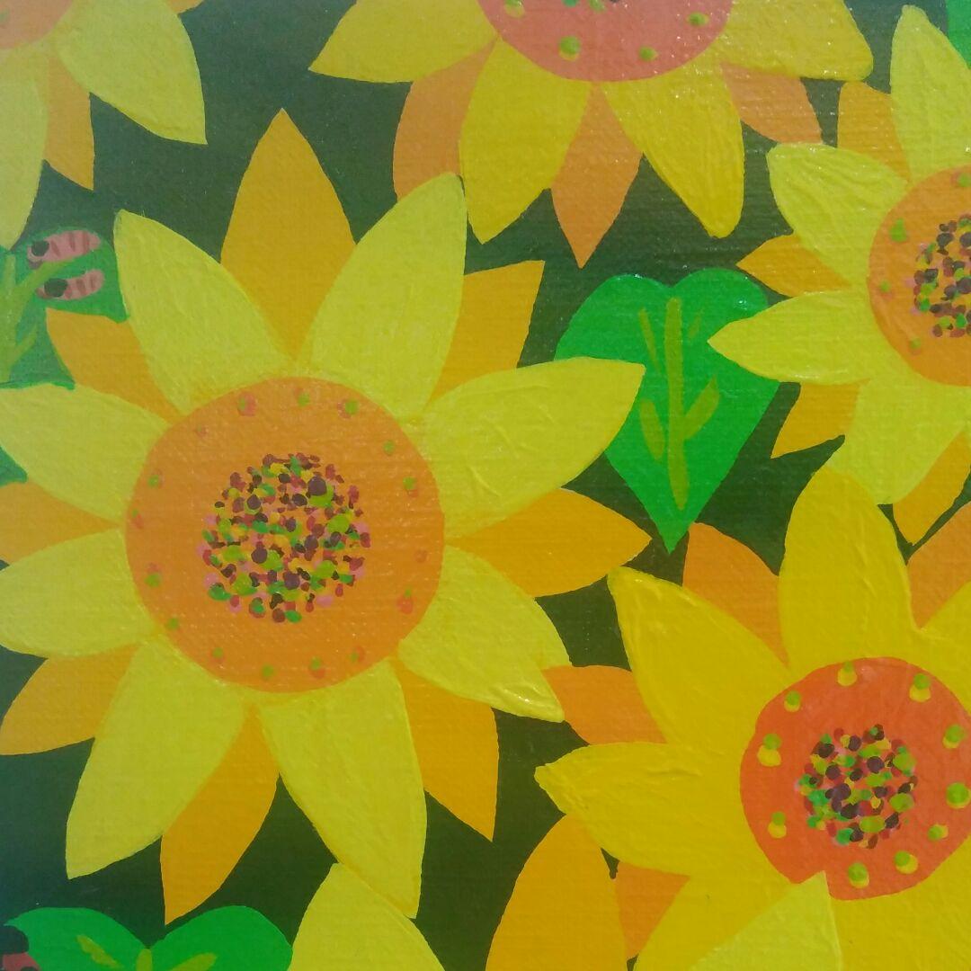 ハッピー太陽画家　小楠アキコ　作品　F6号　ハッピーひまわり