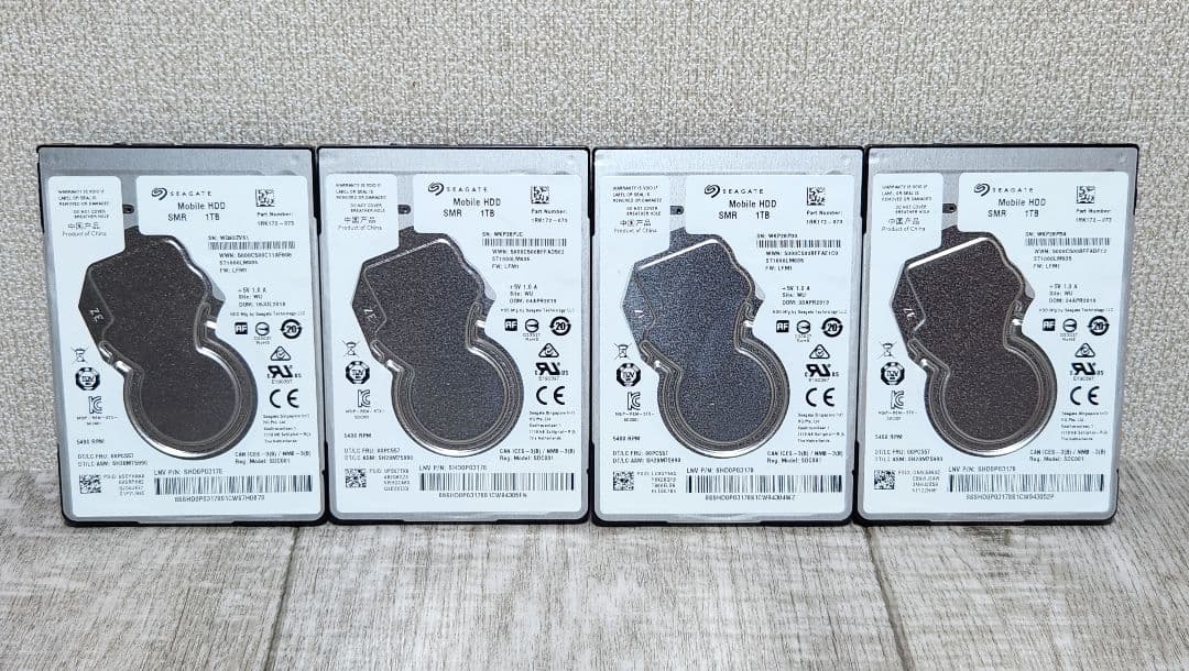 4枚まとめ HDD 2.5インチ 1TB 中古 正常品 SEAGATE