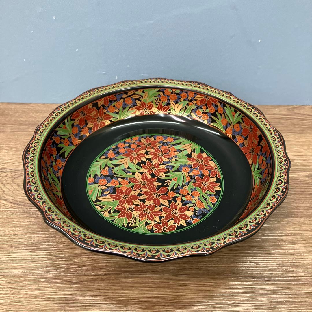 E-1 菓子鉢 盛鉢 花柄 扇面文様 伝統工芸 金彩 陶器製 焼き物 食器