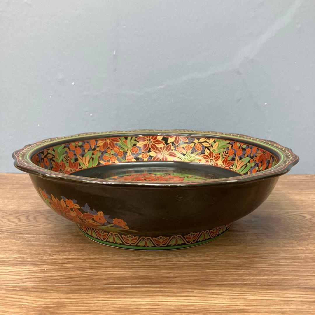 E-1 菓子鉢 盛鉢 花柄 扇面文様 伝統工芸 金彩 陶器製 焼き物 食器