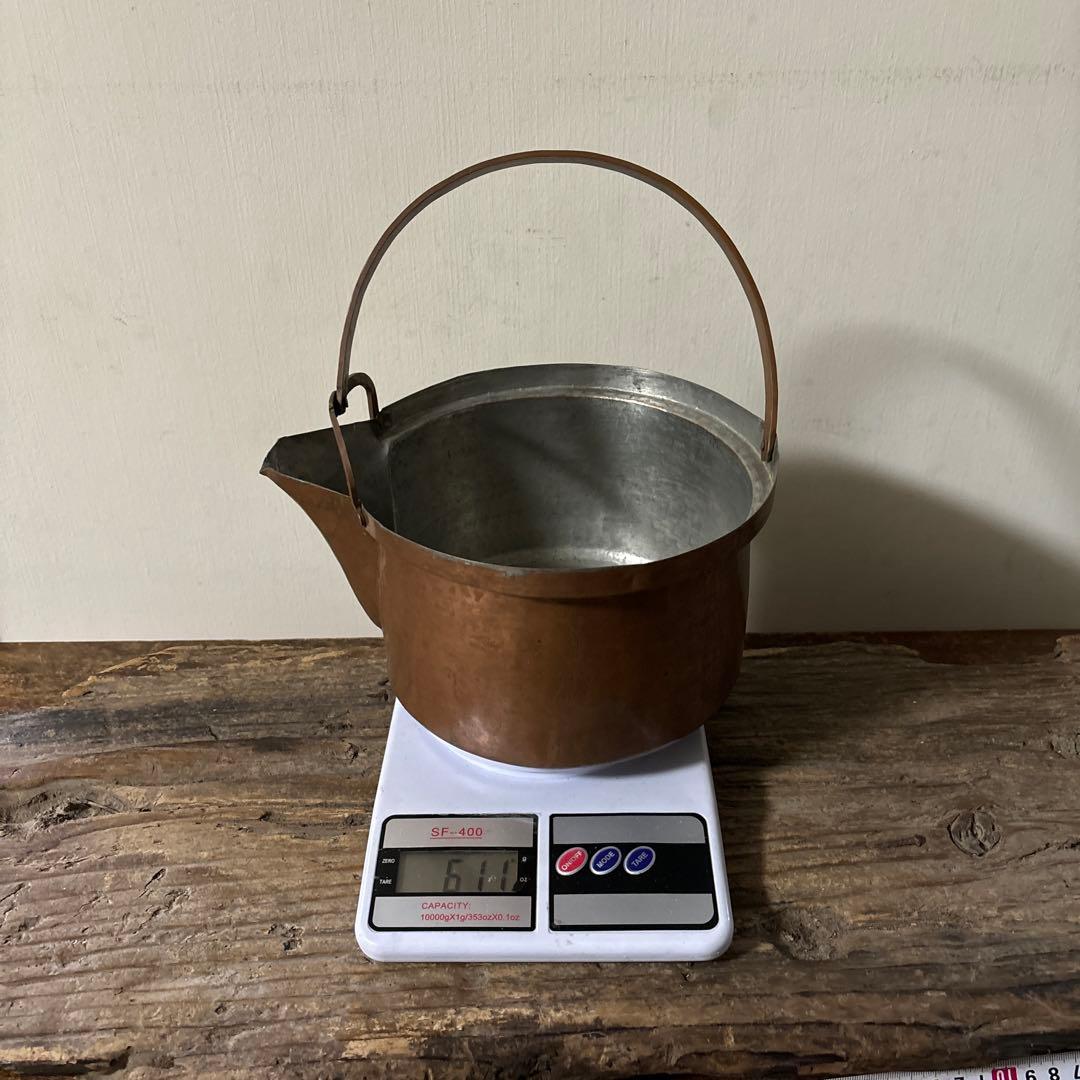 シャビー　古い片口銅鍋　その⑤コッパーケトル　薬缶　ガーデニング　古道具　李朝