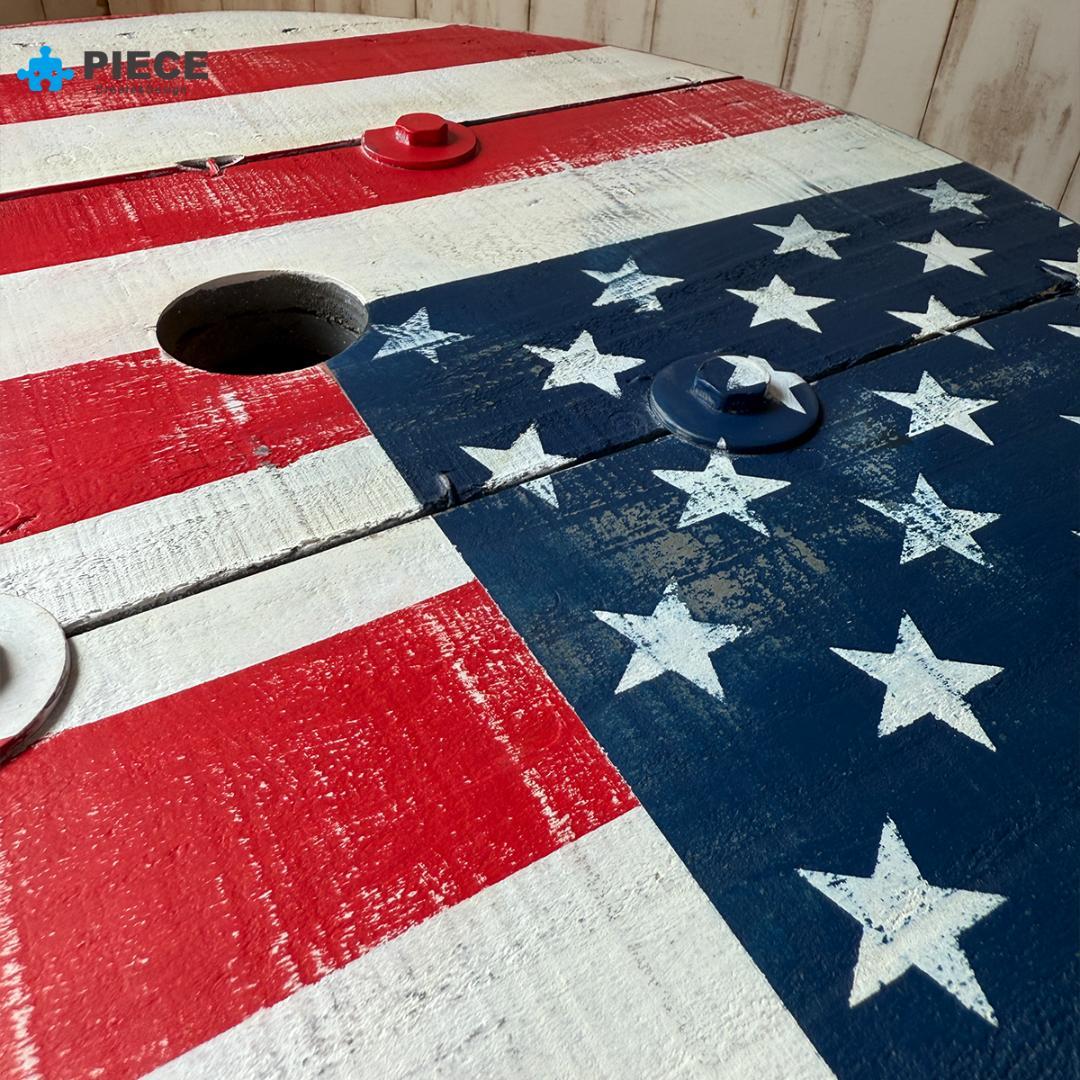 ケーブルドラム 電線ドラム テーブル アメリカン インテリア ガレージ 星条旗④