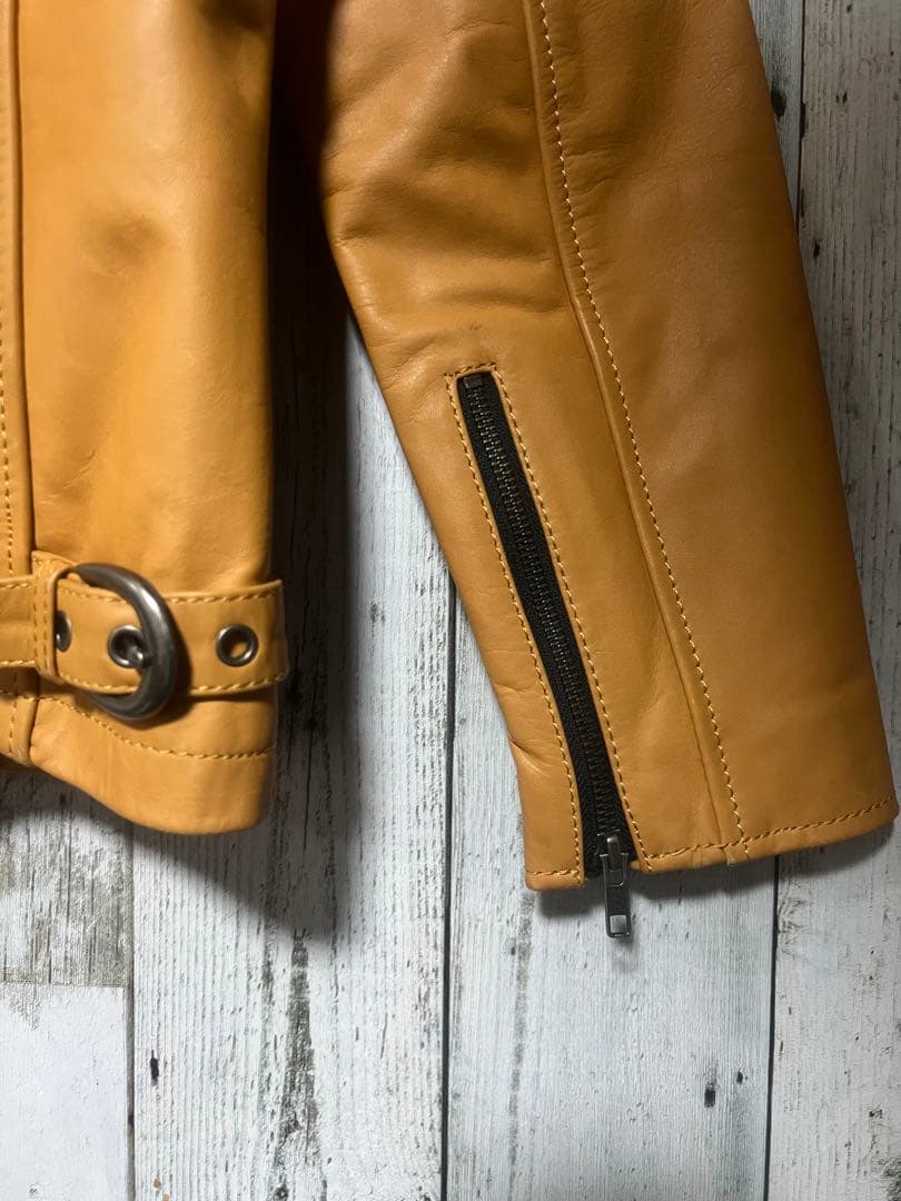 Liugoo Leathers シングルライダース 本革レザー 牛革 ブラウン