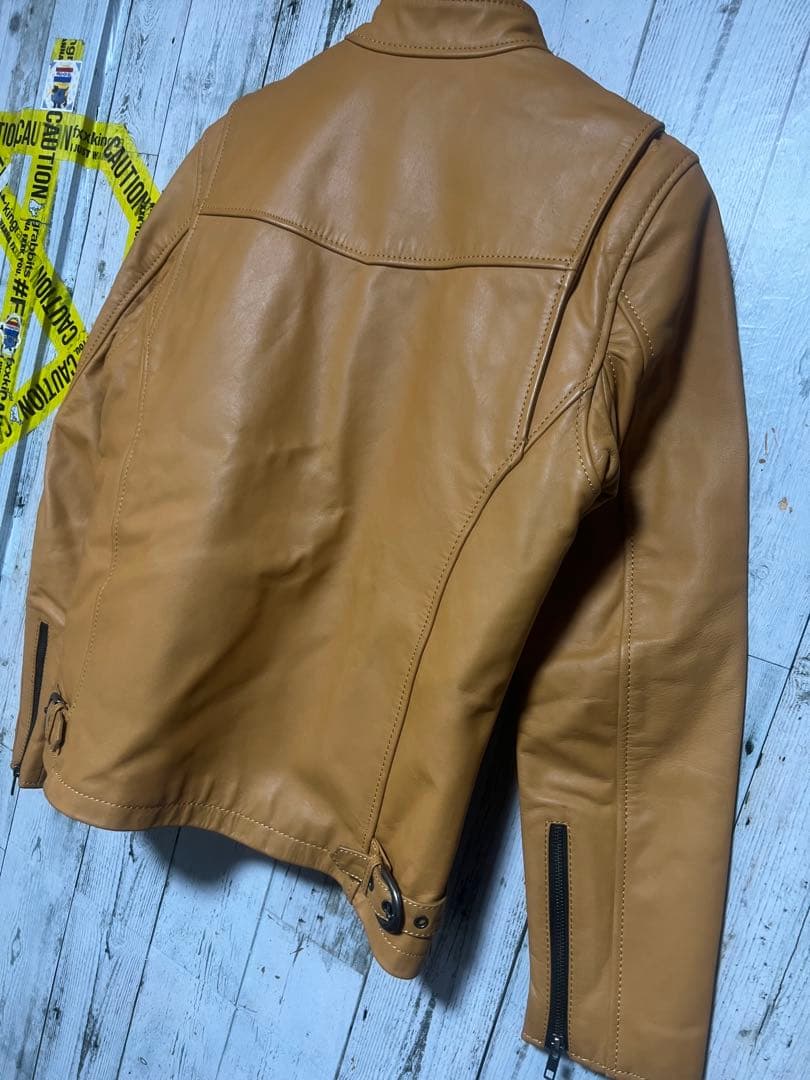 Liugoo Leathers シングルライダース 本革レザー 牛革 ブラウン