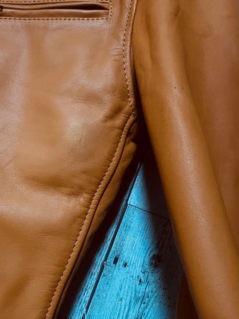 Liugoo Leathers シングルライダース 本革レザー 牛革 ブラウン