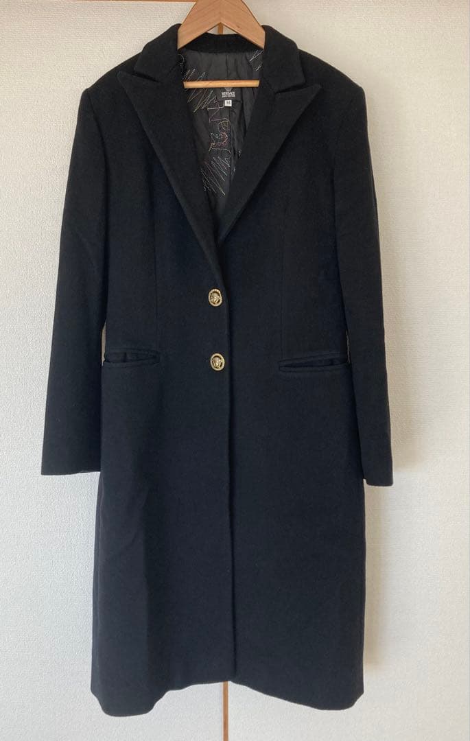 ヴェルサーチVersace★M黒ウールコート裏地メデューサヴィンテージ